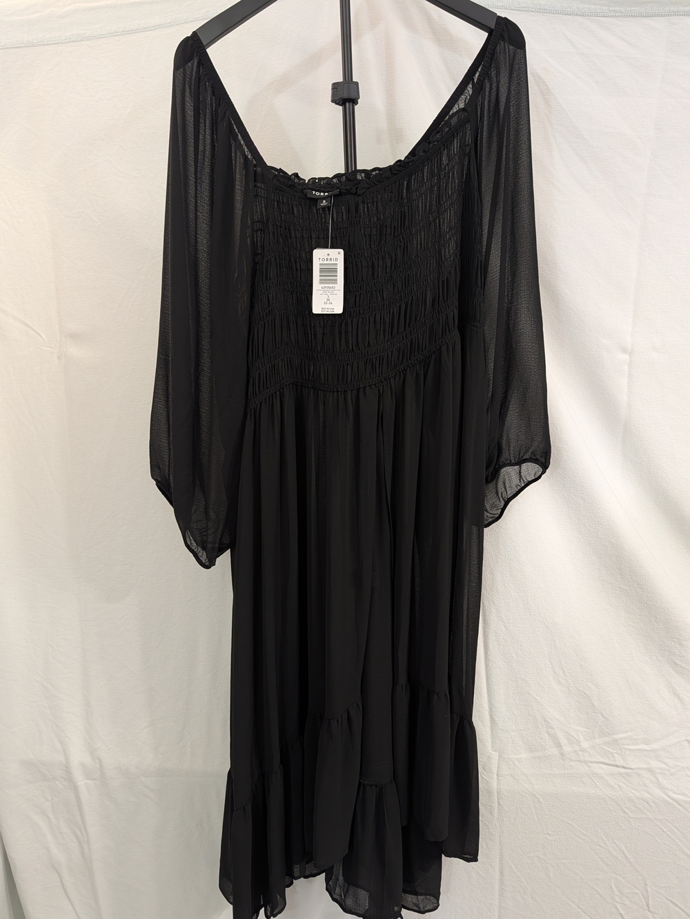 NWT Black Smocked Tiered tunic